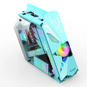 Carcasa Pro Gaming Hercule Blue, Middle Tower, ATX, fara sursa, controller ARGB